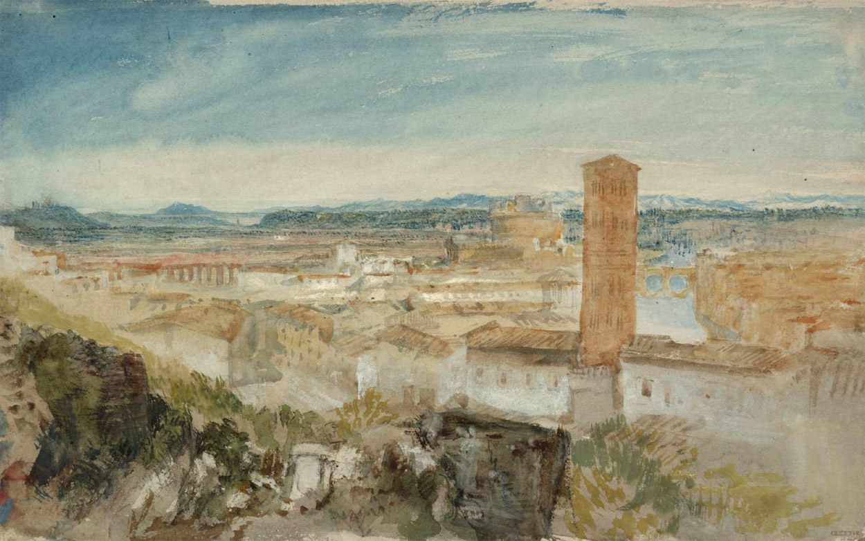Joseph Mallord William Turner,Vue sur Rome depuis les jardins de la Villa Barberini (1819)